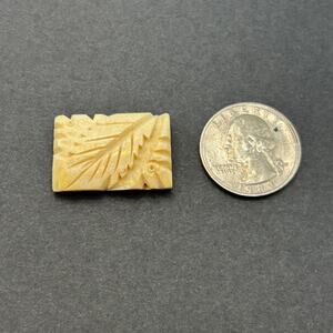 Carved Bone Flat Bead Leaf pattern 1 inch piece for jewelry making with holes